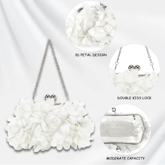 Floral Applique white clutch - Picture 3 of 3